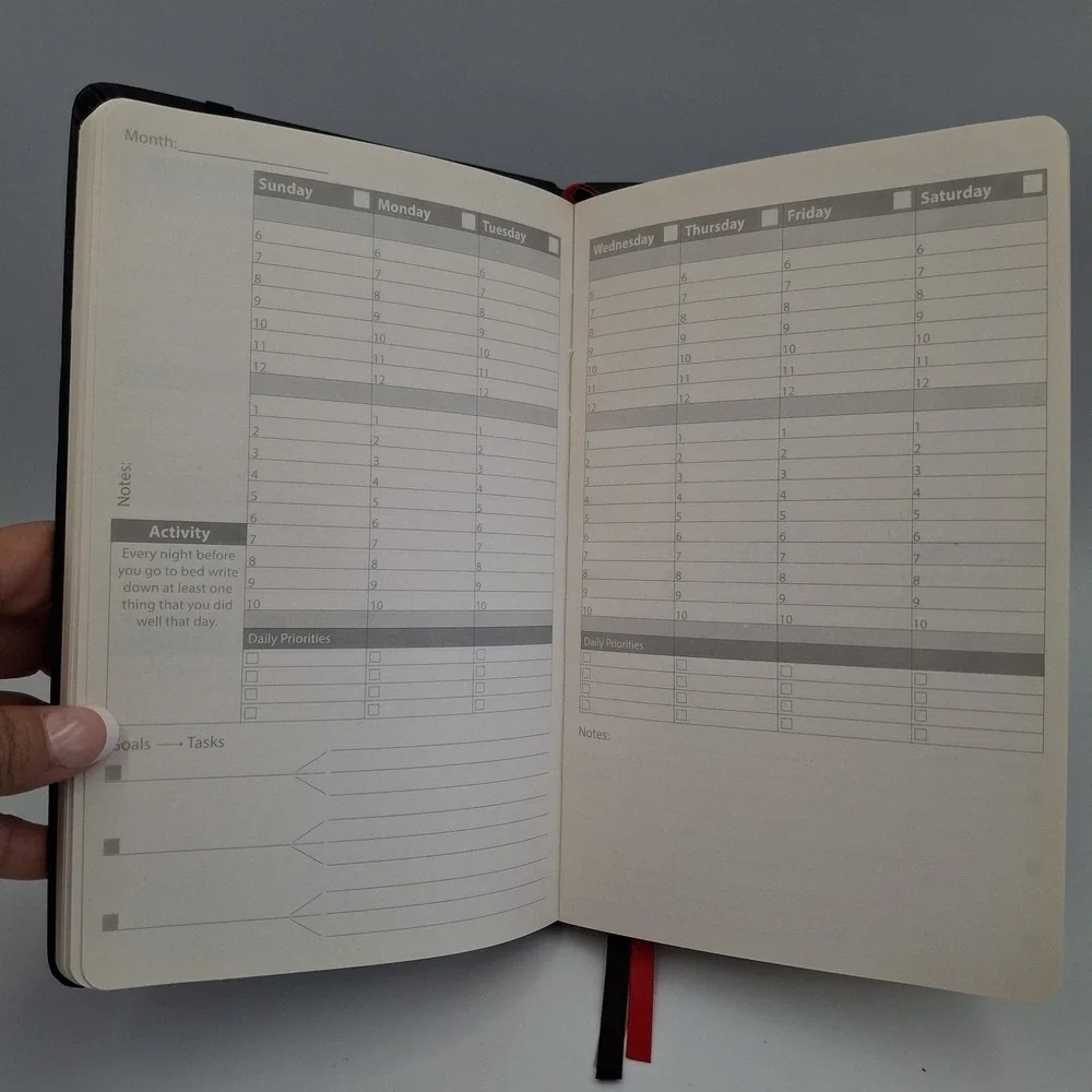 NOMATIC Planner Black Faux Leather Journal Undated Weekly Monthly Goal Organizer